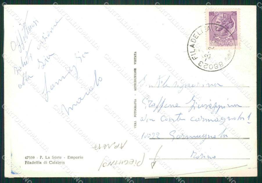 Vibo Valentia Filadelfia Saluti da ABRASA Foto FG cartolina ZKM7577 – retro