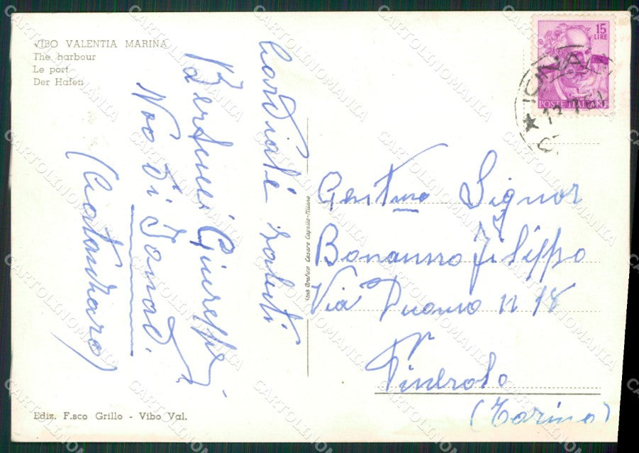 Vibo Valentia Marina di Barche Foto FG cartolina ZKM7596 – retro