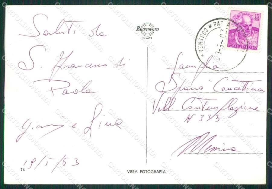 Cosenza Paola Foto FG cartolina ZKM7603 – retro