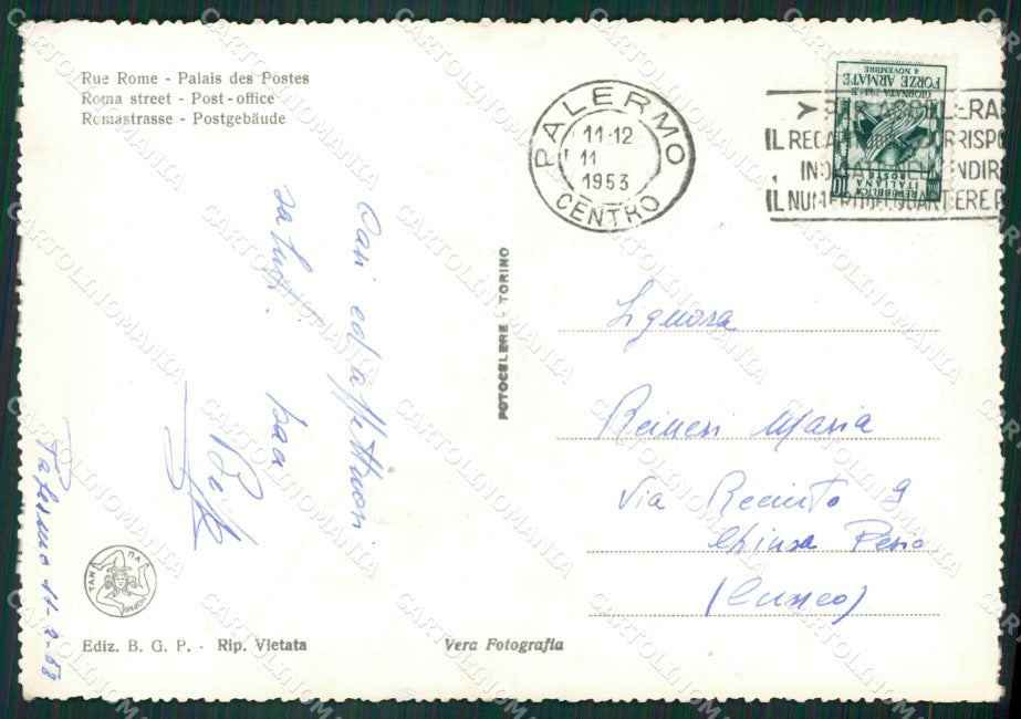 Palermo Città Auto Foto FG cartolina ZKM7614 – retro