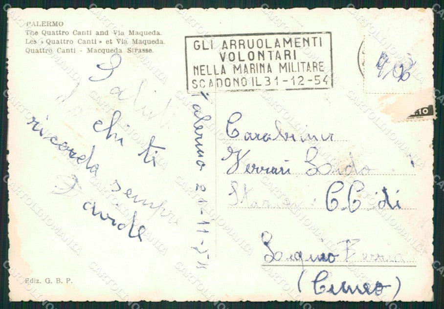 Palermo Città ABRASA PIEGA Foto FG cartolina ZKM7616 – retro