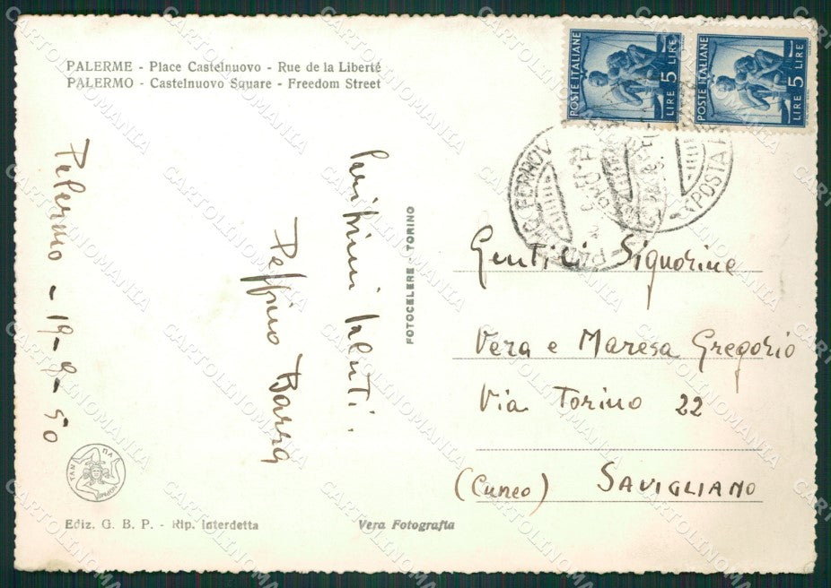 Palermo Città Corriera Foto FG cartolina ZKM7620 – retro