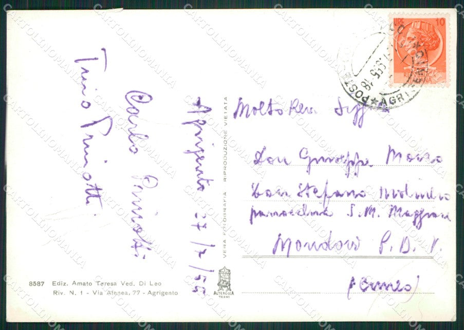 Agrigento Città Templi Foto FG cartolina ZKM7630 – retro