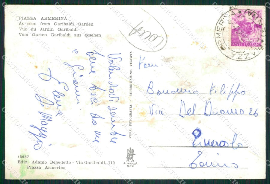 Enna Piazza Armerina COLLA Foto FG cartolina ZKM7695 – retro