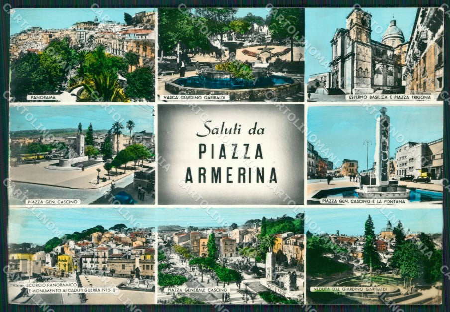 Enna Piazza Armerina Saluti da Foto FG cartolina ZKM7696 – fronte