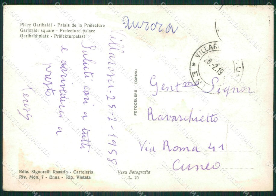Enna Città Prefettura PIEGHINA Foto FG cartolina ZKM7700 – retro
