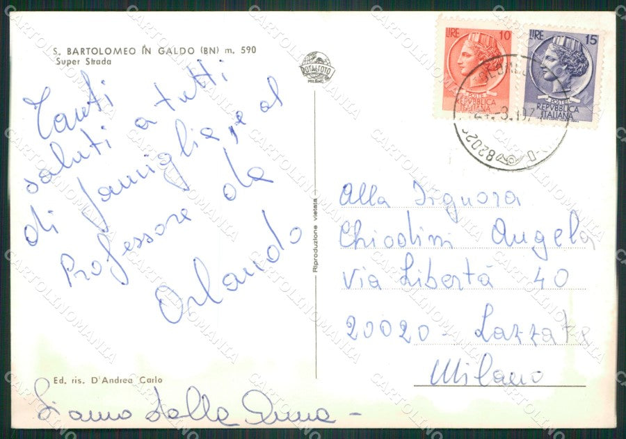 Benevento San Bartolmeo in Galdo Foto FG cartolina ZKM7715 – retro