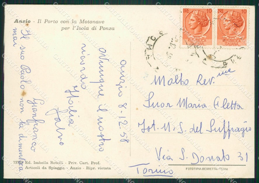 Roma Anzio Motonave FG cartolina ZKM7737 – retro