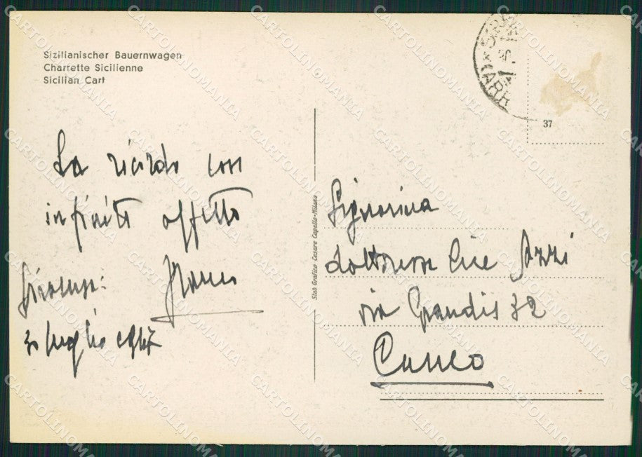 Siracusa Città Carretto Siciliano FG cartolina ZKM7749 – retro