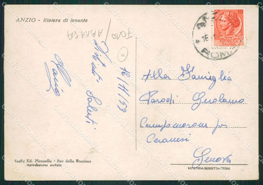 Roma Anzio FORI ABRASA FG cartolina ZKM7778 – retro