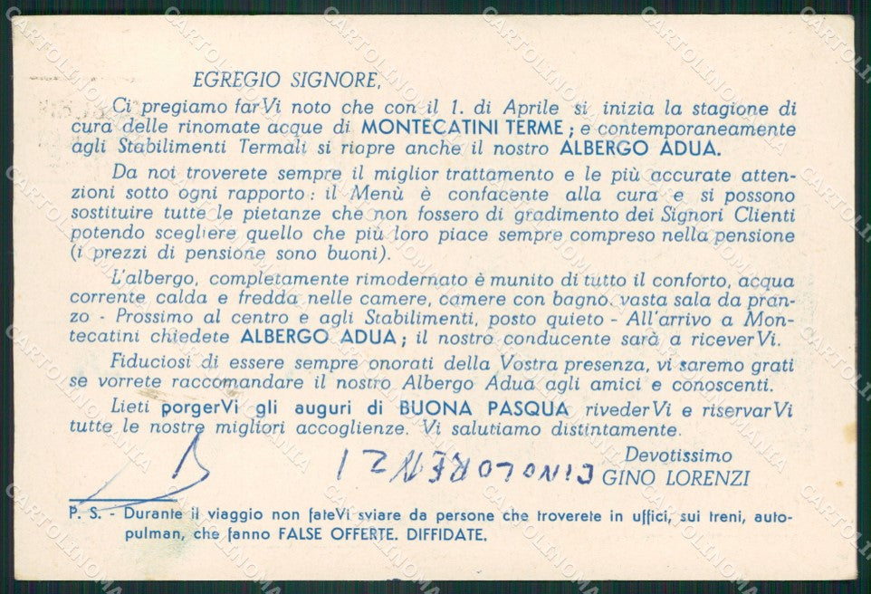 Pistoia Montecatini Terme Pubblicitaria FG cartolina ZKM7791 – retro