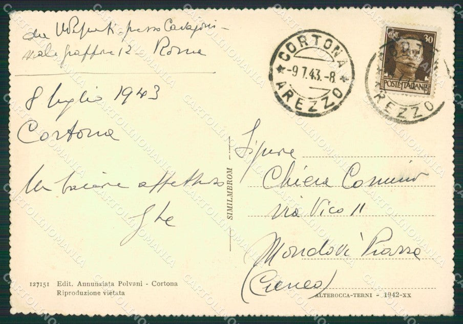 Arezzo Cortona FG cartolina ZKM7837 – retro