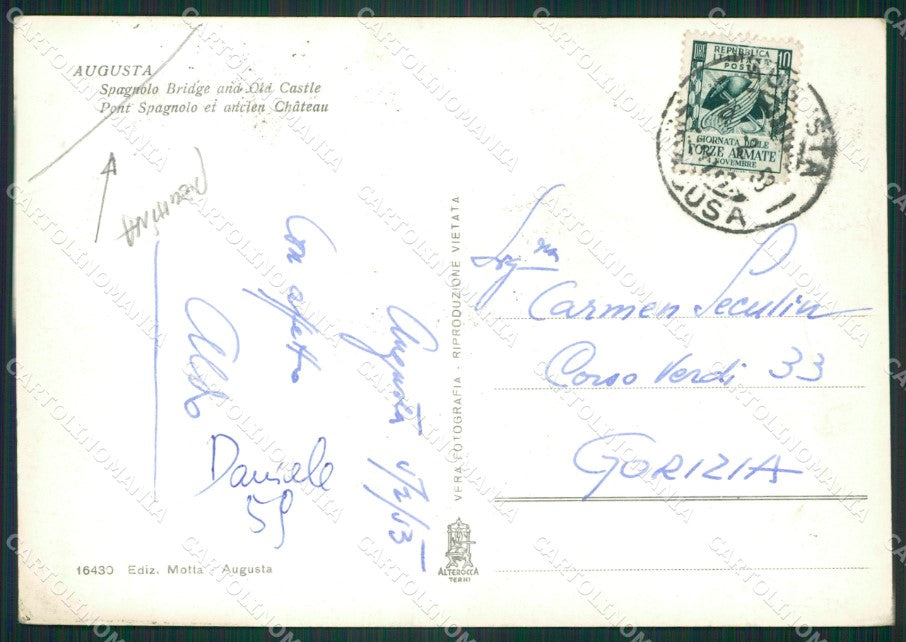 Siracusa Augusta PIEGHINA Foto FG cartolina ZKM7891 – retro