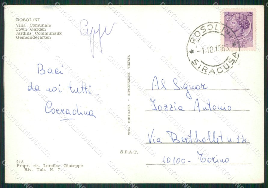 Siracusa Rosolini Foto FG cartolina ZKM7908 – retro
