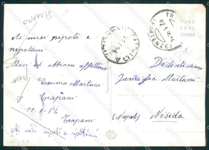 Trapani Città Nave PIEGA STRAPPINO Foto FG cartolina ZKM7918 – retro