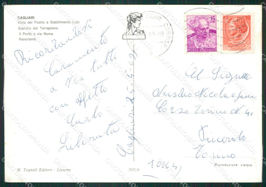 Cagliari Città Saluti da Foto FG cartolina ZKM7940 – retro