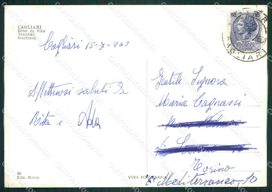 Cagliari Città Comune Foto FG cartolina ZKM7941 – retro