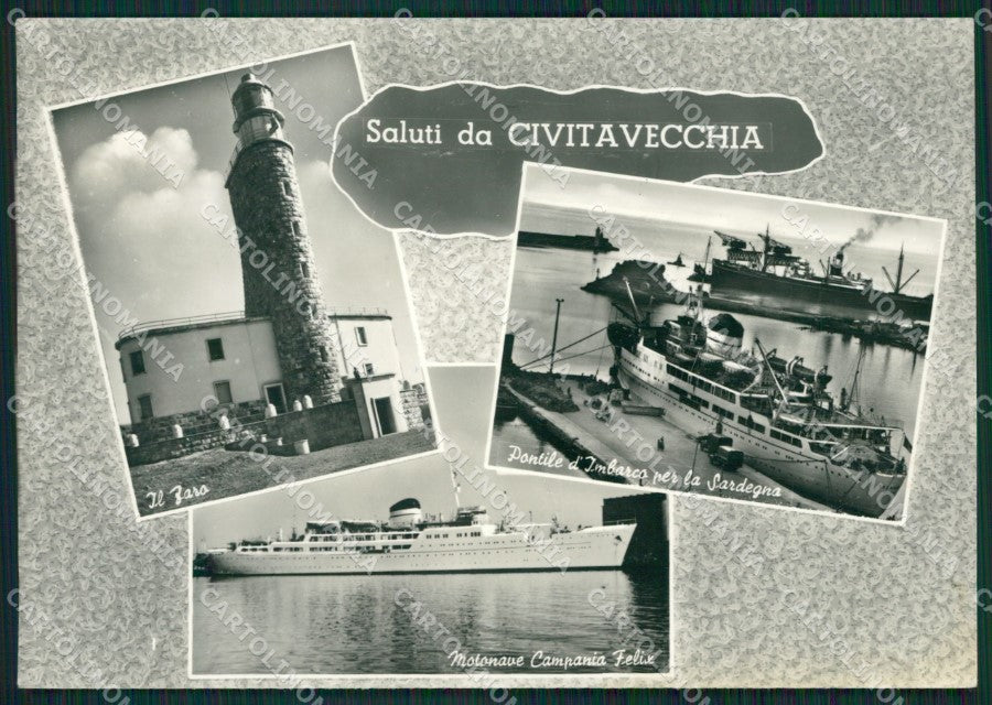 Roma Civitavecchia Saluti da Navi Faro Foto FG cartolina ZKM8049 – fronte