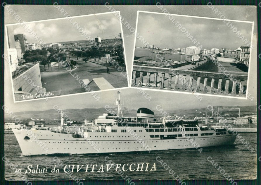 Roma Civitavecchia Saluti da Navi PIEGA Foto FG cartolina ZKM8051 – fronte