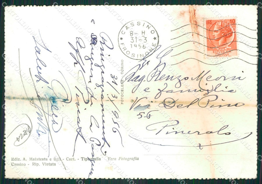 Frosinone Cassino PIEGA Foto FG cartolina ZKM8057 – retro