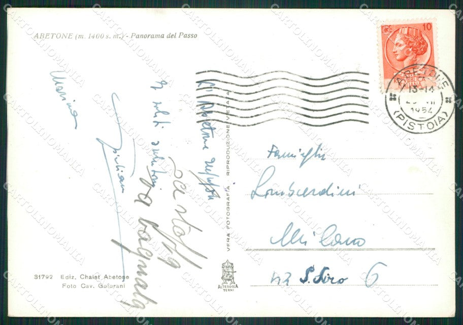 Pistoia Abetone Corriera Foto FG cartolina ZKM8117 – retro