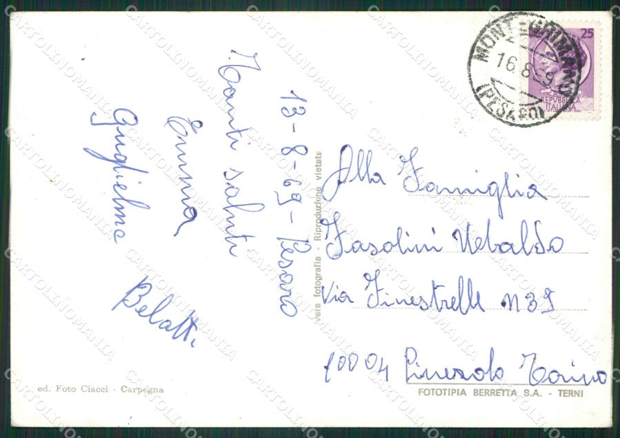 Pesaro Carpegna Saluti da Foto FG cartolina ZKM8240 – retro