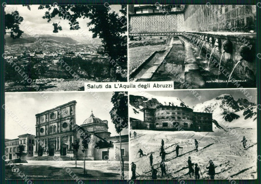 L'Aquila Città Saluti da Sci Foto FG cartolina ZKM8254 – fronte