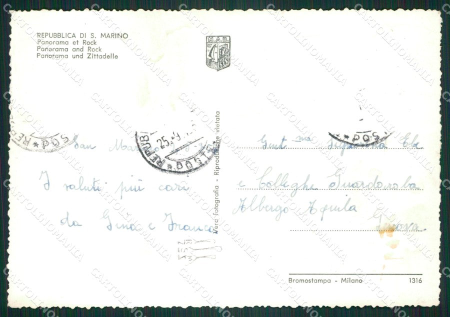 Repubblica di San Marino Foto FG cartolina ZKM8268 – retro