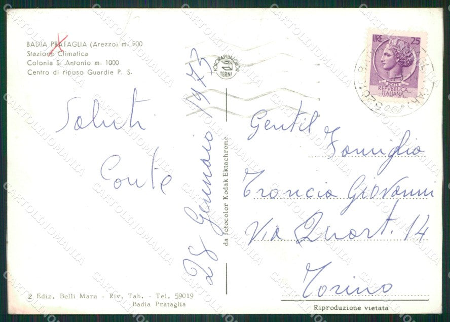 Arezzo Badia Prataglia Foto FG cartolina ZKM8285 – retro
