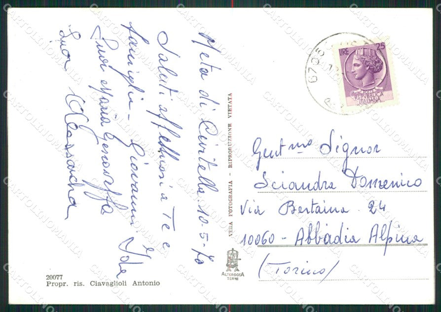 L'Aquila Meta di Civitella Roveto Foto FG cartolina ZKM8366 – retro