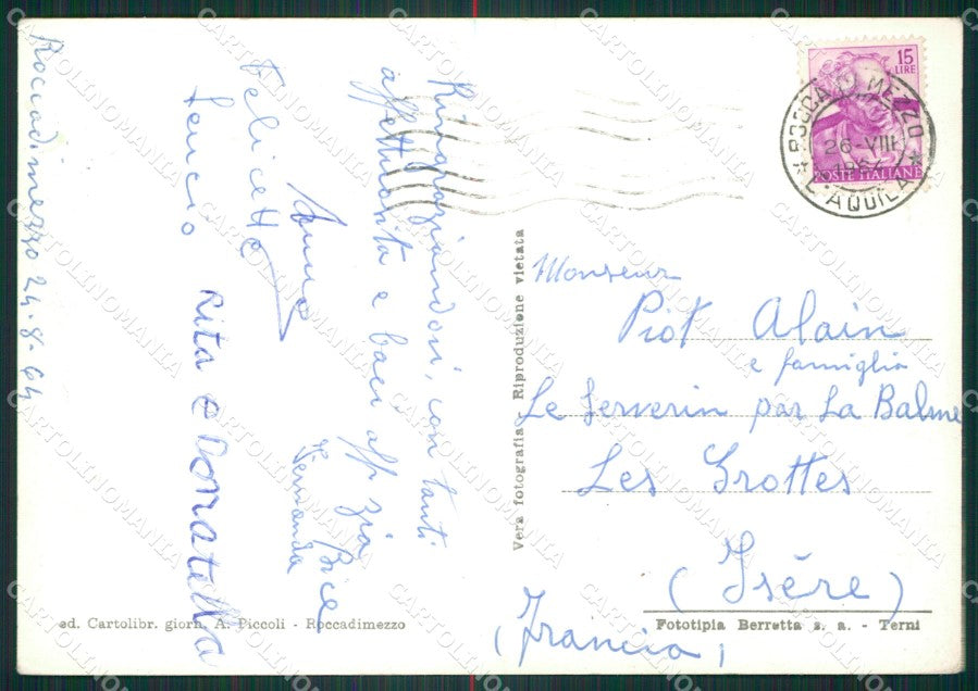L'Aquila Rocca di Mezzo Saluti da Foto FG cartolina ZKM8373 – retro