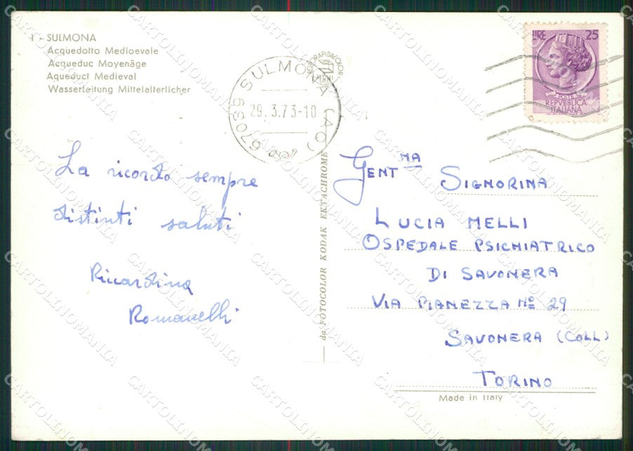 L'Aquila Sulmona Auto Foto FG cartolina ZKM8379 – retro