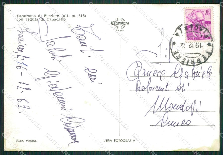 Piacenza Ferriere Foto FG cartolina ZKM8437 – retro