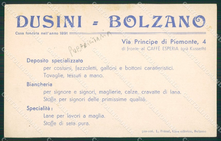Bolzano Pubblicitaria Costumi cartolina ZKM8503 – retro