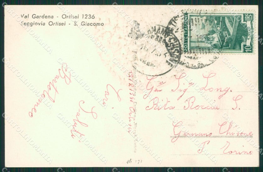 Bolzano Ortisei Seggiovia Foto cartolina ZKM8556 – retro