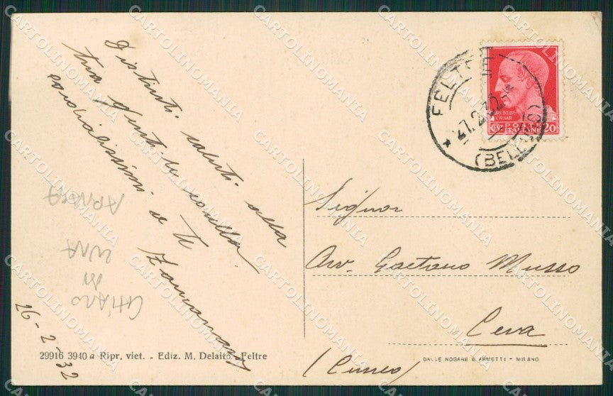 Belluno Feltre Chiaro di Luna ABRASA cartolina ZKM8695 – retro