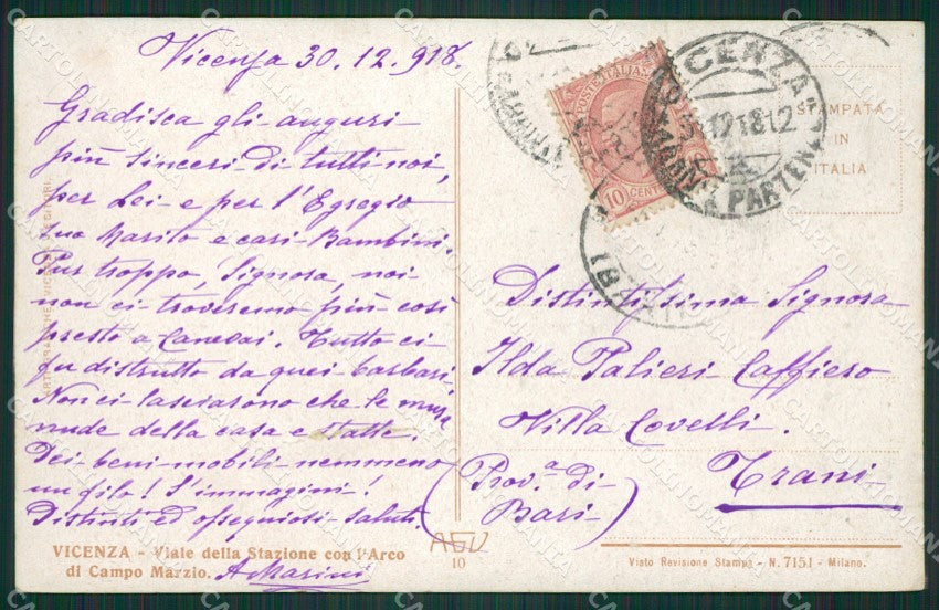 Vicenza Città PIEGHINA cartolina ZKM8989 – retro