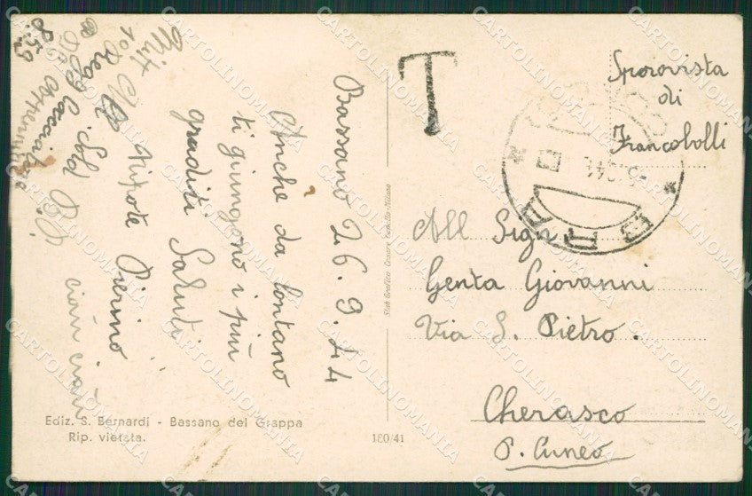 Vicenza Bassano del Grappa RSI cartolina ZKM9015 – retro