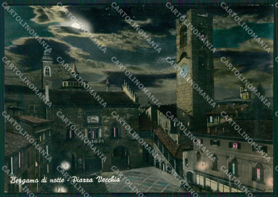 Bergamo Città Chiaro di Luna Foto FG cartolina ZKM9128 – fronte