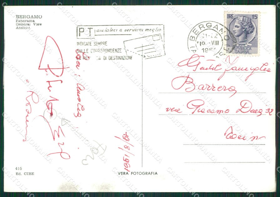 Bergamo Città FORO Foto FG cartolina ZKM9131 – retro