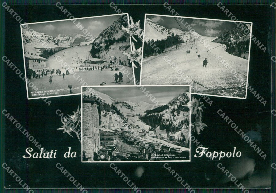Bergamo Foppolo Saluti da ABRASA Sci Foto FG cartolina ZKM9135 – fronte