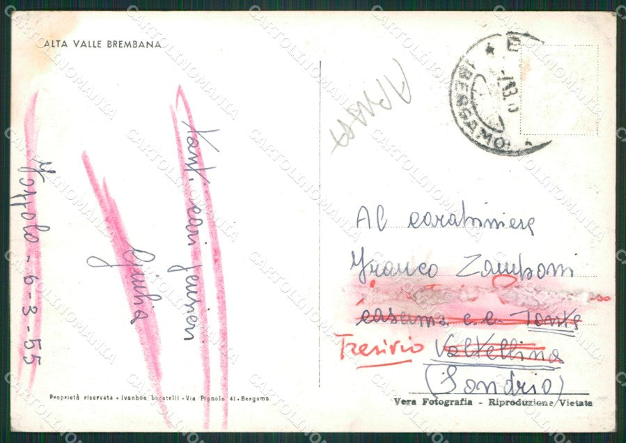 Bergamo Foppolo Saluti da ABRASA Sci Foto FG cartolina ZKM9135 – retro