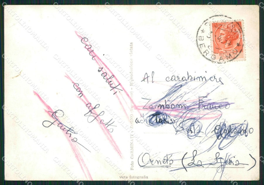 Bergamo Foppolo Corriera Auto Foto FG cartolina ZKM9137 – retro