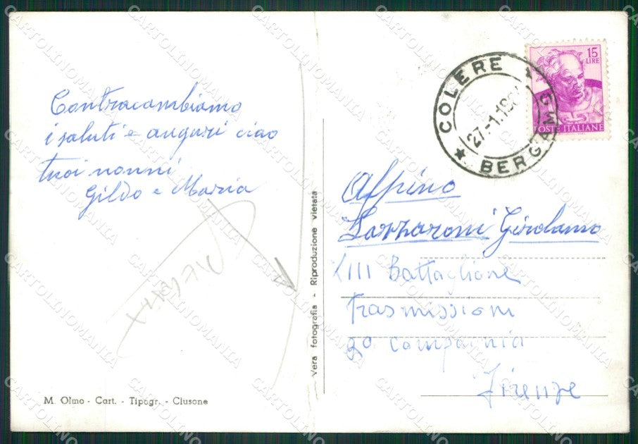 Bergamo Colere Saluti da PIEGATA Foto FG cartolina ZKM9139 – retro