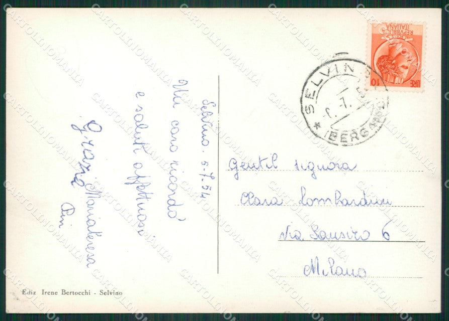 Bergamo Selvino Saluti da Foto FG cartolina ZKM9162 – retro
