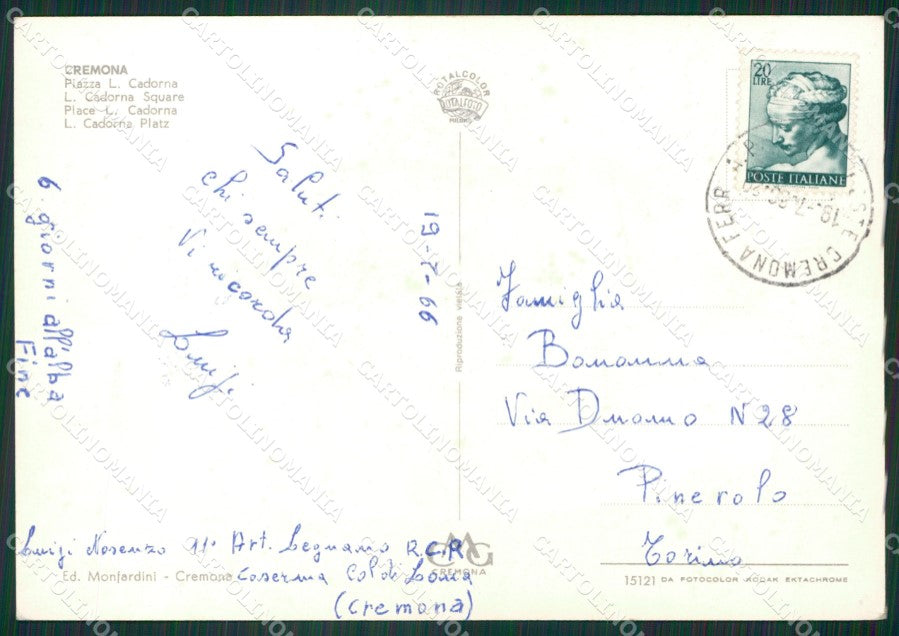 Cremona Città Fontana Foto FG cartolina ZKM9248 – retro
