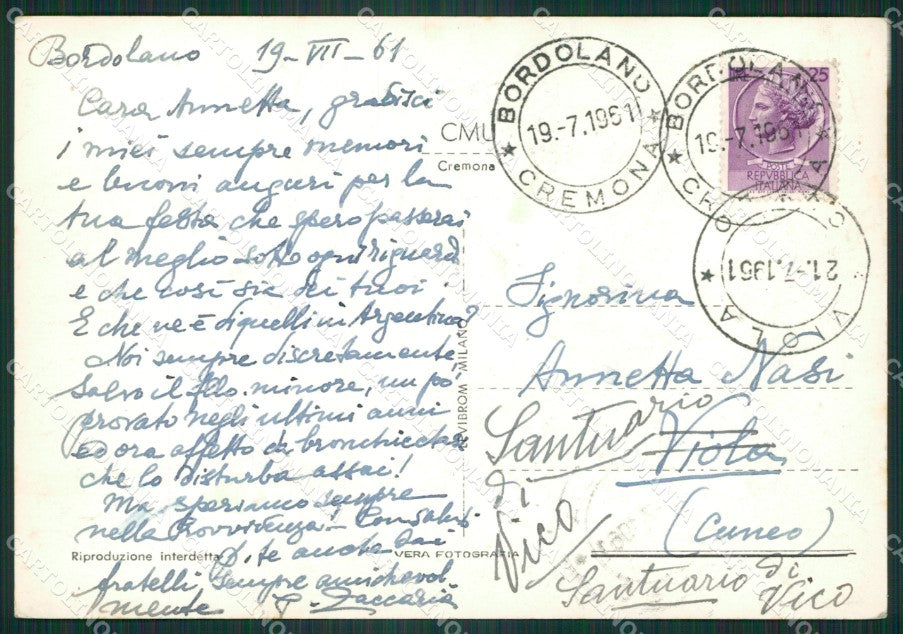 Cremona Città Ponte sul Po PIEGHINA Foto FG cartolina ZKM9249 – retro