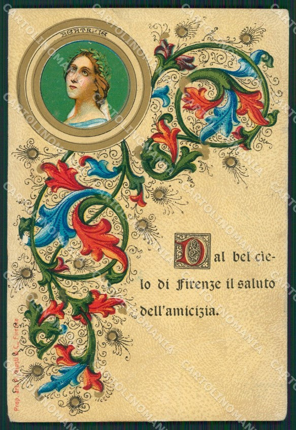 Firenze Città Dante ABRASA PIEGA cartolina ZKM9353 – fronte