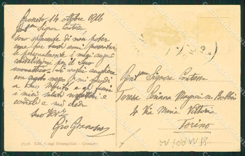 Grosseto Città STRAPPINI cartolina ZKM9392 – retro
