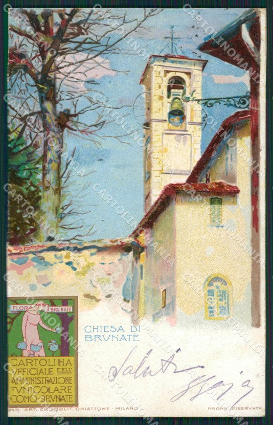 Como Brunate Chiattone RIFILATA cartolina ZKM9668 – fronte